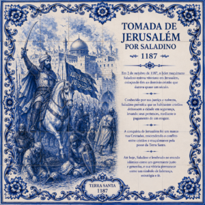 Azulejo Tomada de Jerusalém por Saladino – 1187 – 15 × 15