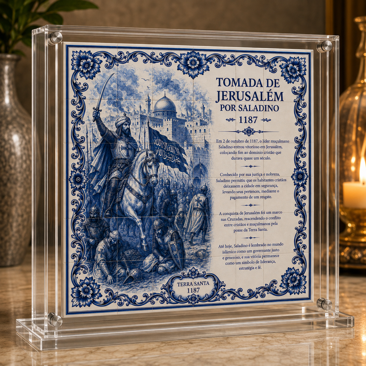 Azulejo Tomada de Jerusalém por Saladino – 1187 – 15 × 15 - Imagem 2