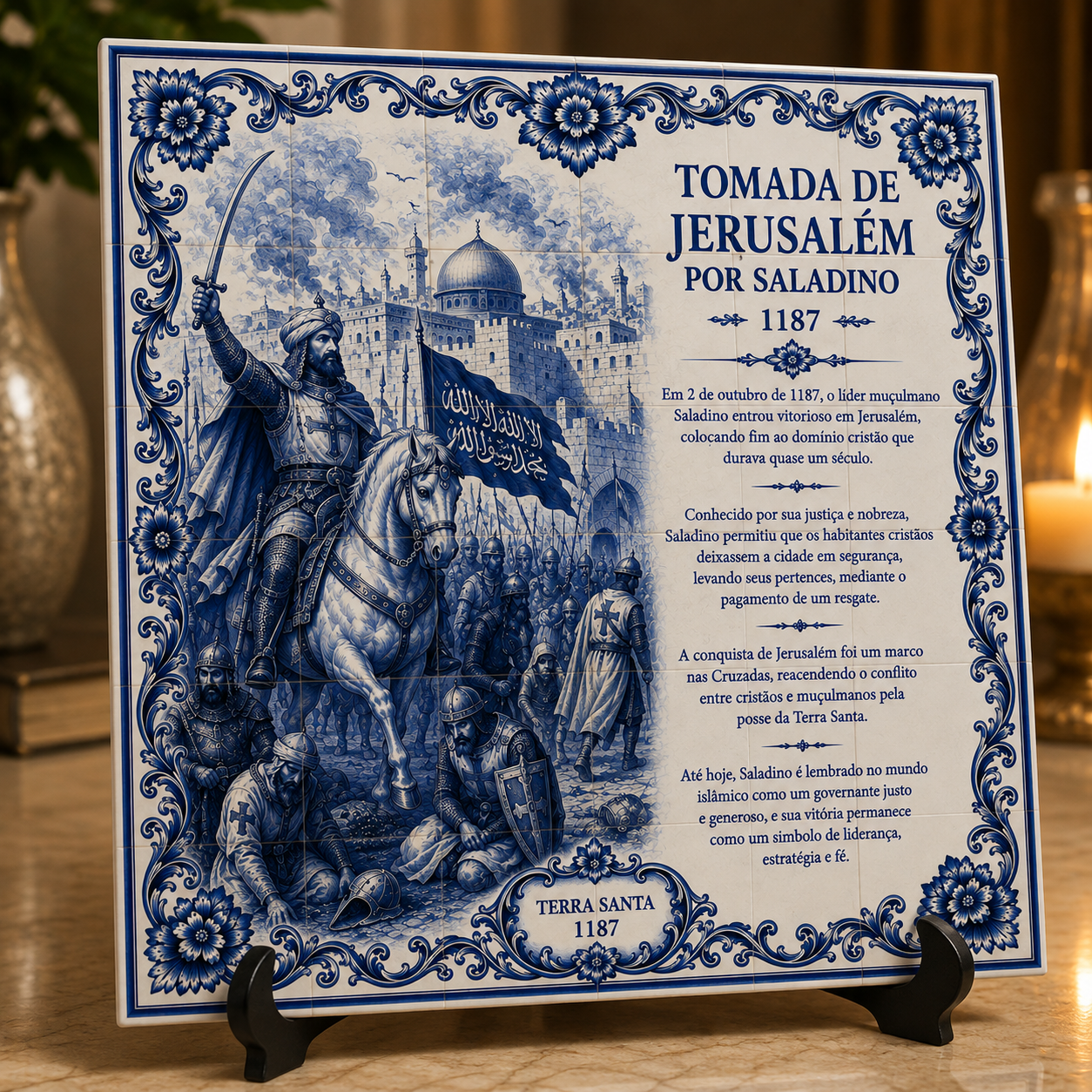 Azulejo Tomada de Jerusalém por Saladino – 1187 – 15 × 15 - Imagem 3