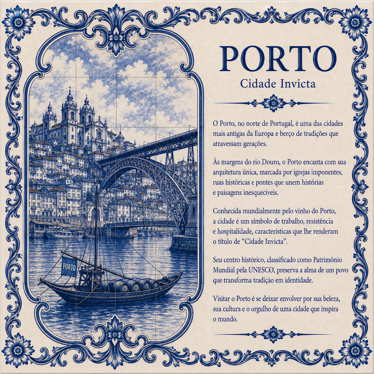 Azulejo Porto Cidade Invicta - 15 x 15