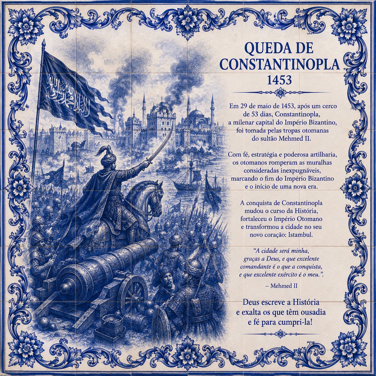 Azulejo Queda de Constantinopla – 1453 – 15 × 15
